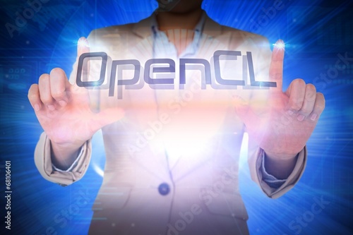 Businesswoman presenting the word opencl photo