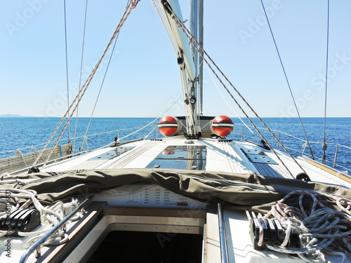 on yacht deck in calm sea