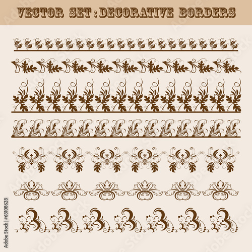 Vector set of floral decorative borders