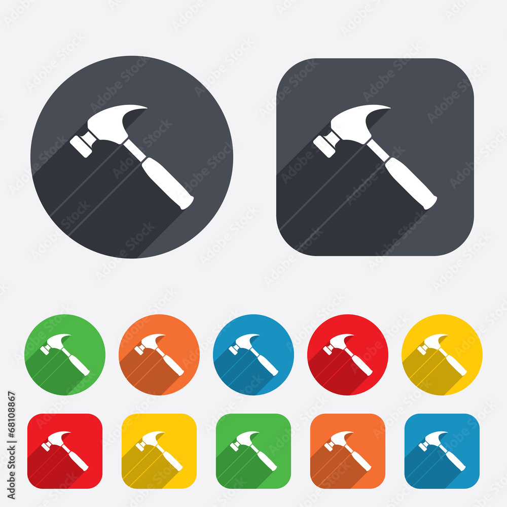 Hammer sign icon. Repair service symbol. Hammer sign icon. Repair service symbol.