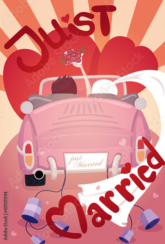 Just married wedding invitation card design