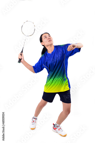 badminton player in action © anankkml