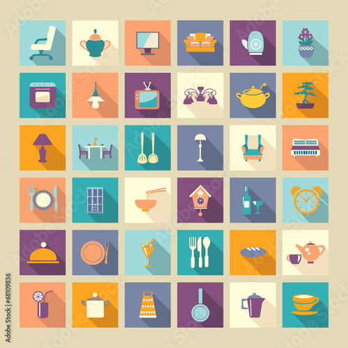 A set of home related icons elements-illustation