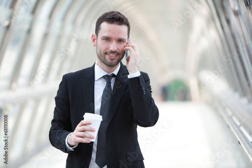 Businessman having a call during a break