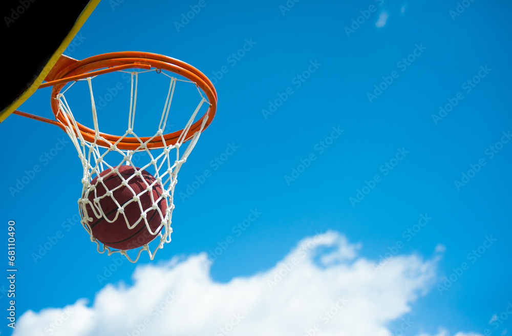 Basketball basket with ball