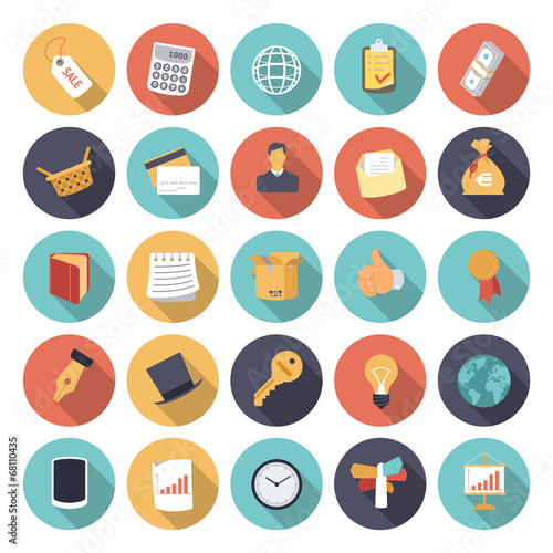 Flat design icons for business and finance