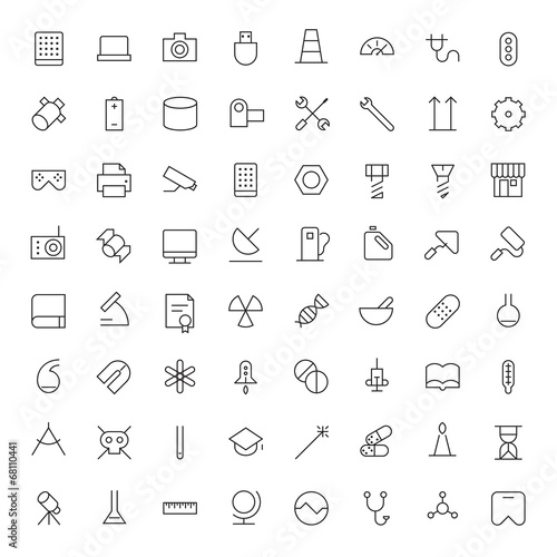 Thin Line Icons For Technology, Industry and Science