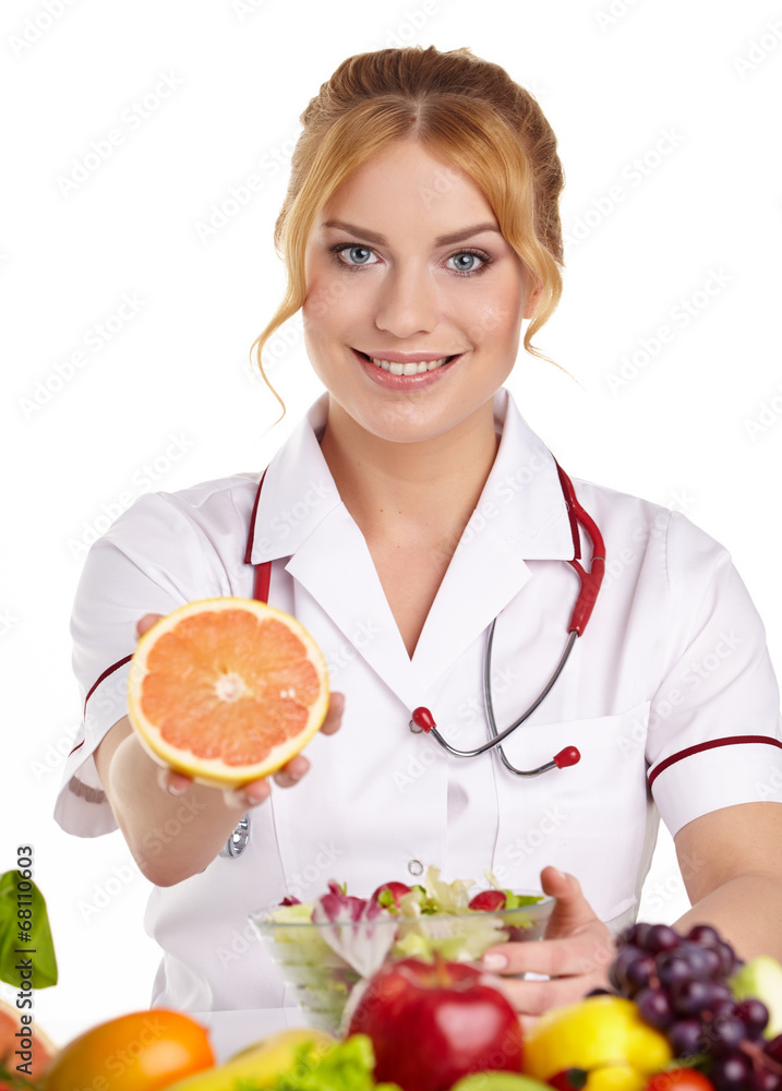 Doctor dietitian recommending healthy food Doctor dietitian recommending healthy food