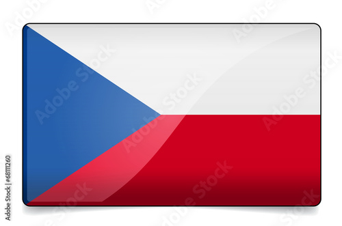 Czech republic flag button with reflection and shadow. Isolated