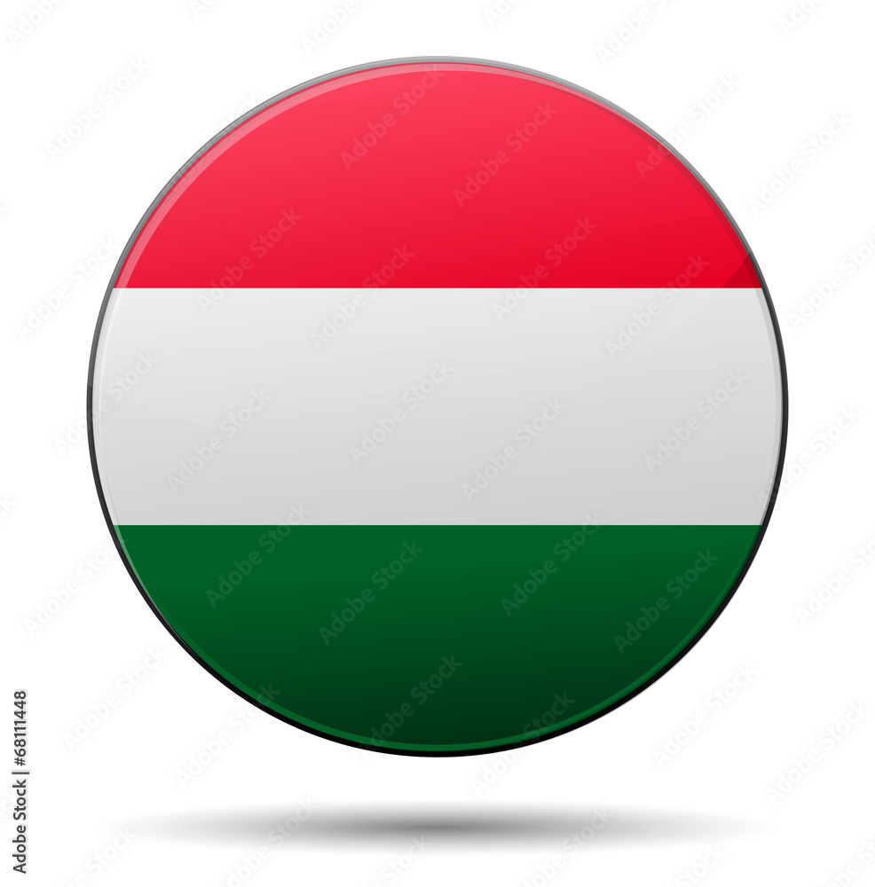 Hungary flag button with reflection and shadow. Isolated. Hungary flag button with reflection and shadow. Isolated.
