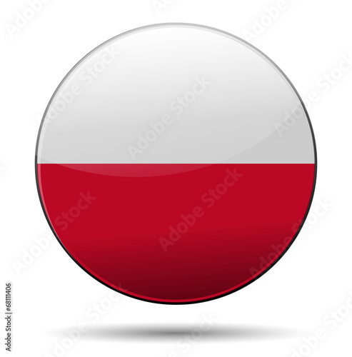 Free Download Poland flag button with reflection and shadow. Isolated glossy - GFXLoad