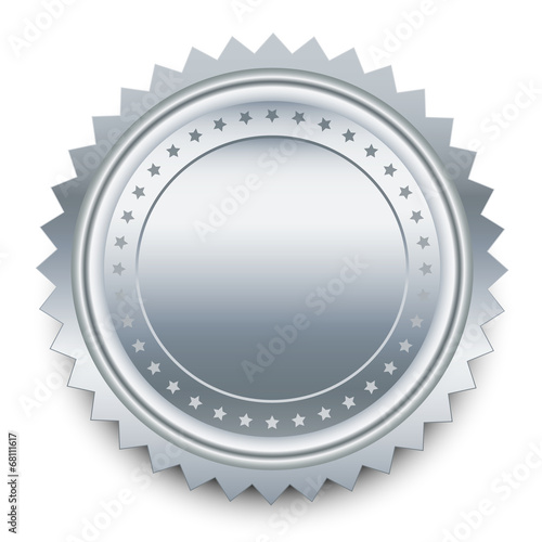 Vector design element. Round silver medal with pattern from star