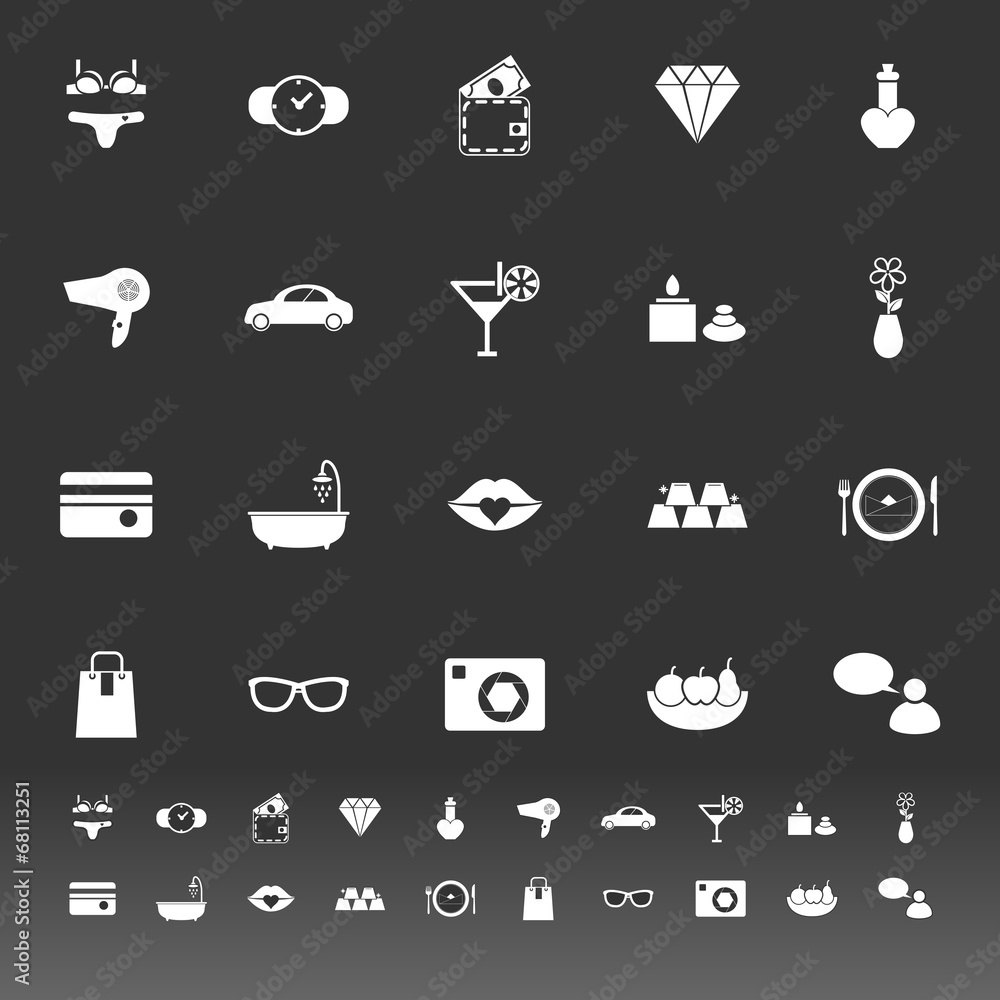 Lady related item icons on gray background Lady related item icons on gray background