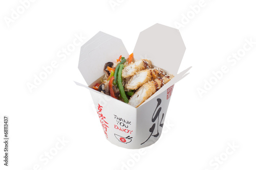Japanese cuisine. Rice, shiitake mushrooms, vegetables, sesame
