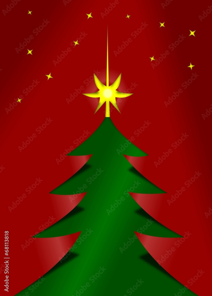 Simple red and green christmas tree cutted from paper Simple red and green christmas tree cutted from paper