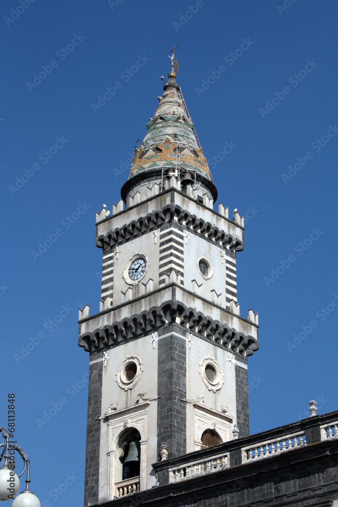Pedara, particolare campanile basilica di Santa Caterina