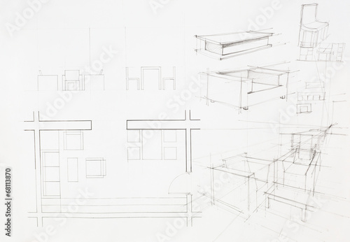architectural blueprint of dinning area
