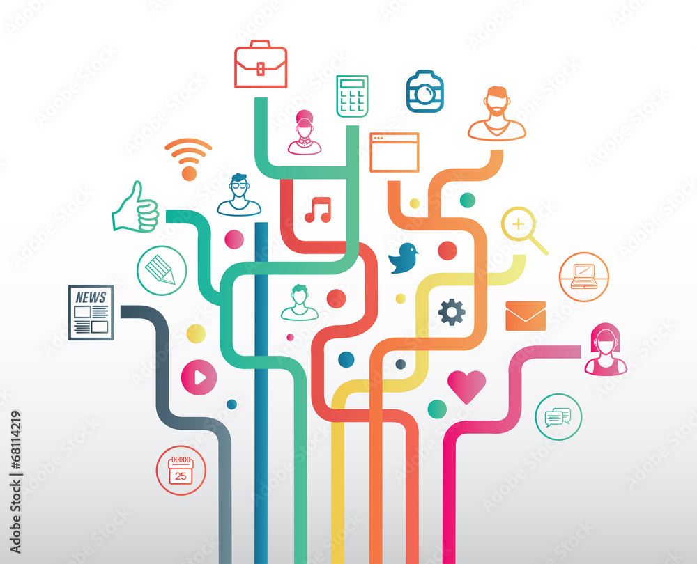 Colourful app icons with lines Colourful app icons with lines