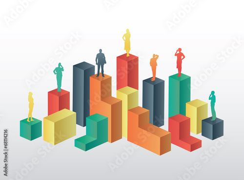 Business people standing on structure
