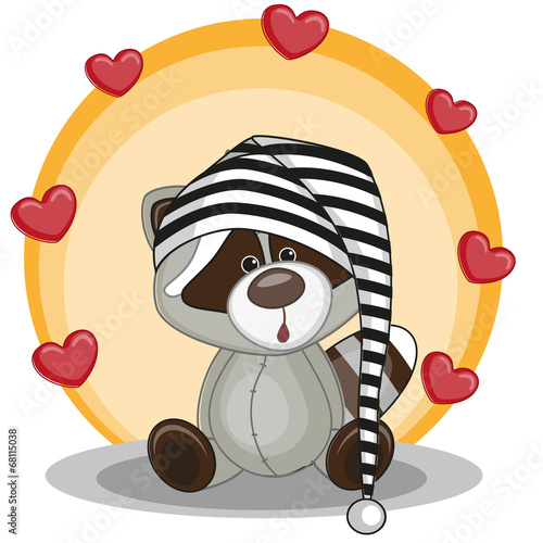 Raccoon with hearts