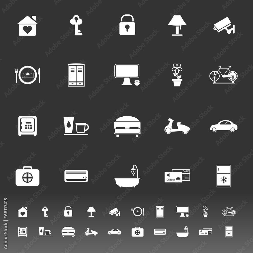 General home stay icons on gray background