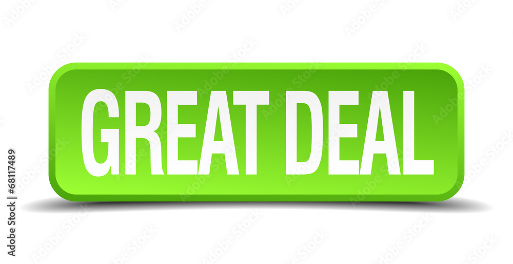 great deal green 3d realistic square isolated button great deal green 3d realistic square isolated button