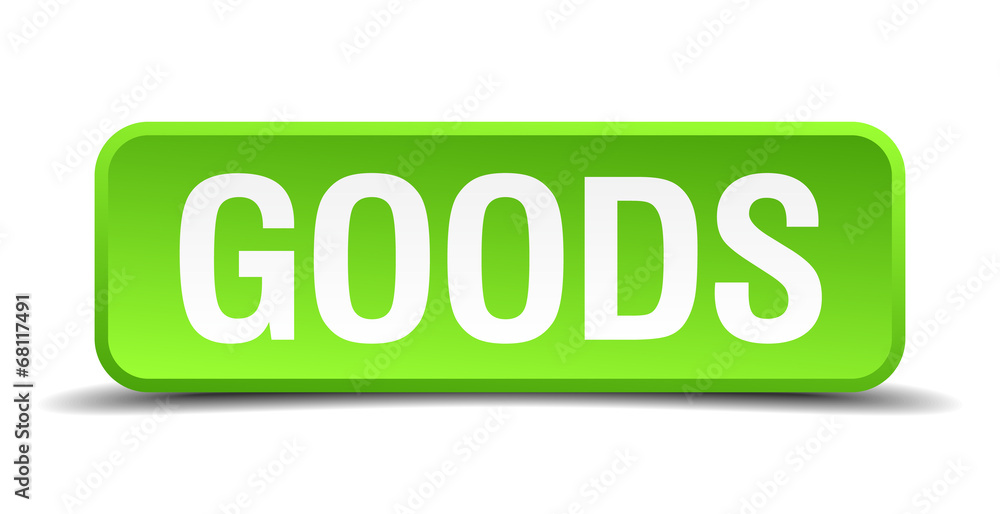 Goods green 3d realistic square isolated button Goods green 3d realistic square isolated button