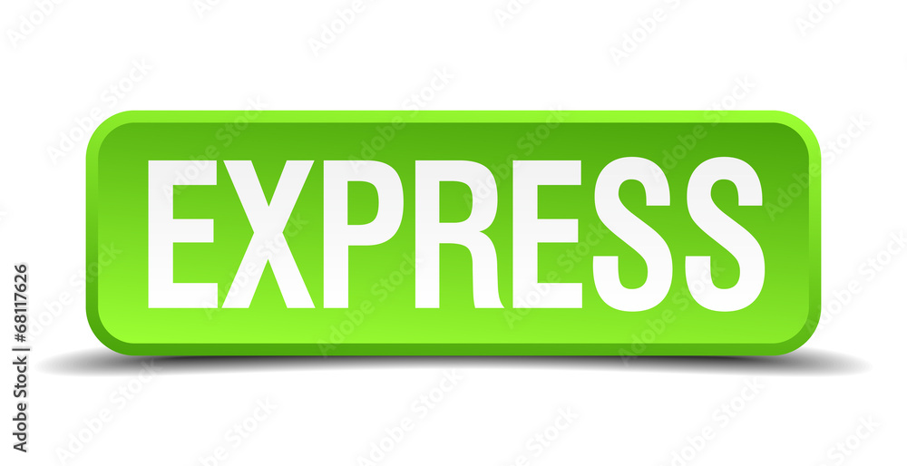 Express green 3d realistic square isolated button Express green 3d realistic square isolated button