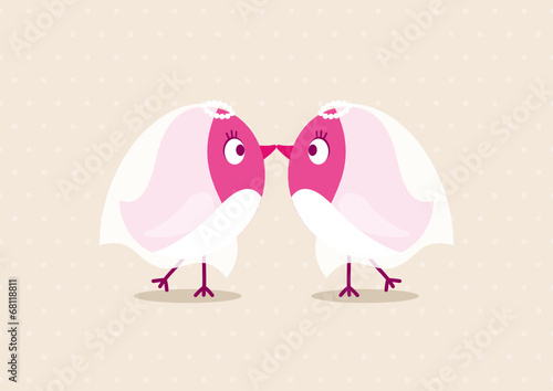 Wedding Birds Gay Women Beige