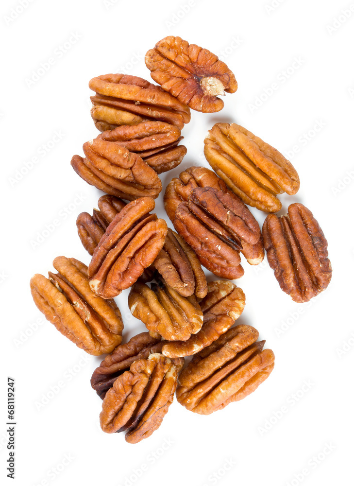pecan nuts over white pecan nuts over white