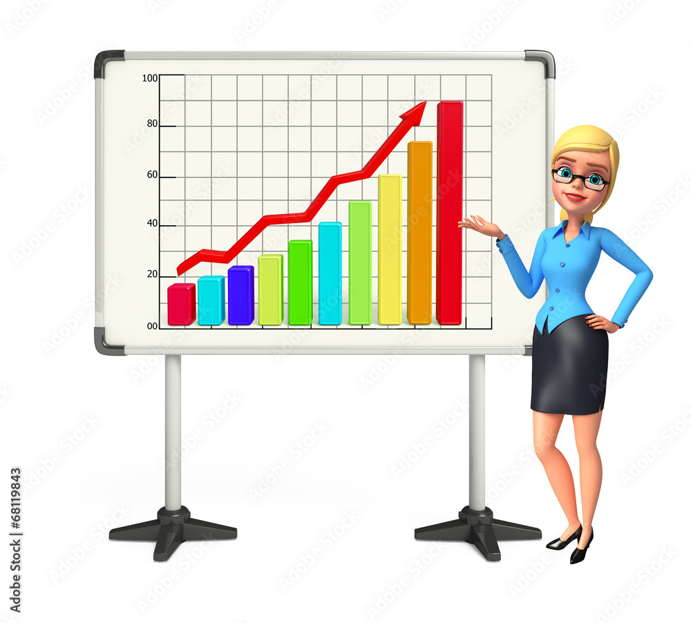 Young office girl with business graph Young office girl with business graph
