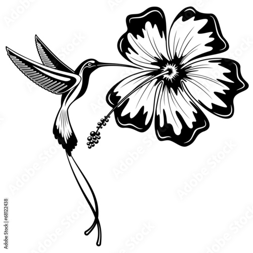 Hummingbird and Hibiscus Tattoo