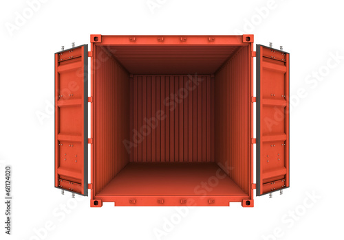 Open metal container isolated on white background