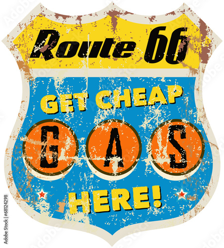 retro route 66 gas station sign, vector eps 10