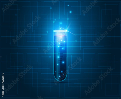 Test tube on a technology background
