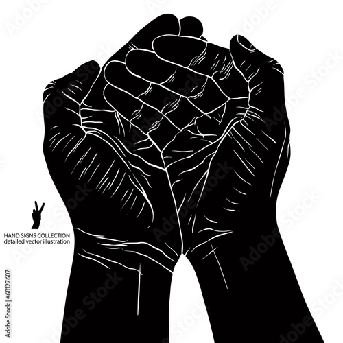 Cupped empty hands with place for small object