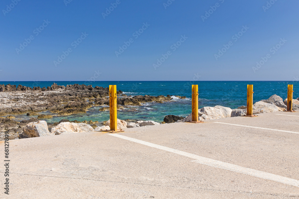 Empty parking area with sea landscape