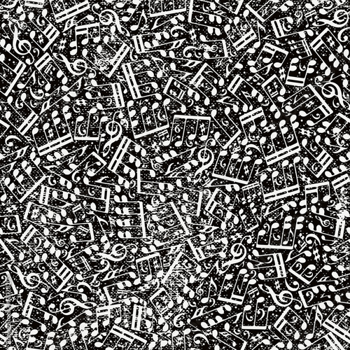 Music seamless background with notes.