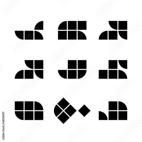 Abstract geometric simplistic icons set, vector abstract symbols