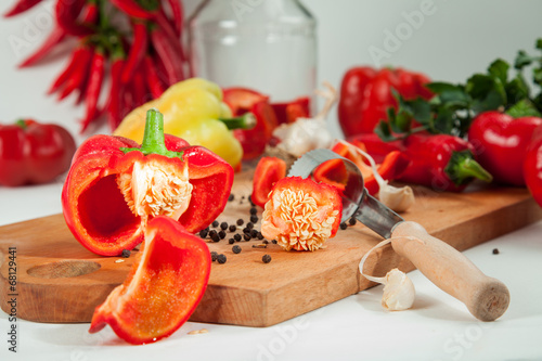 Photography Bell peppers and chili horizontal