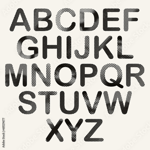 Halftone dots font, black.