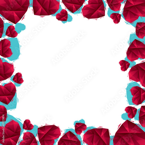 Fototapeta Naklejka Na Ścianę i Meble -  Hearts border made in contemporary geometric style, vector