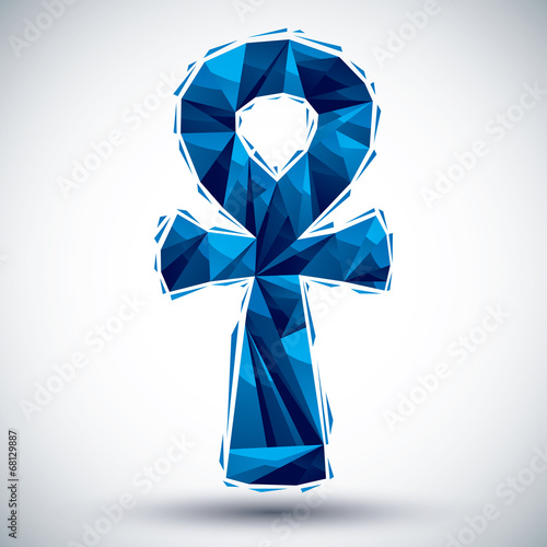 Blue ankh symbol, egyptian word for life,geometric icon