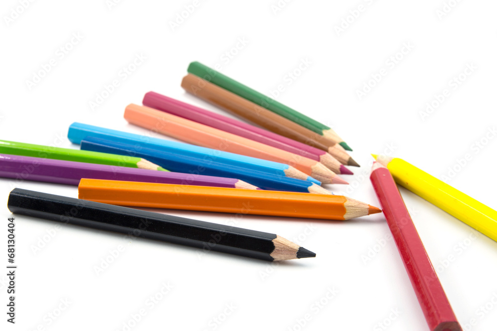 colorful crayon on white background colorful crayon on white background