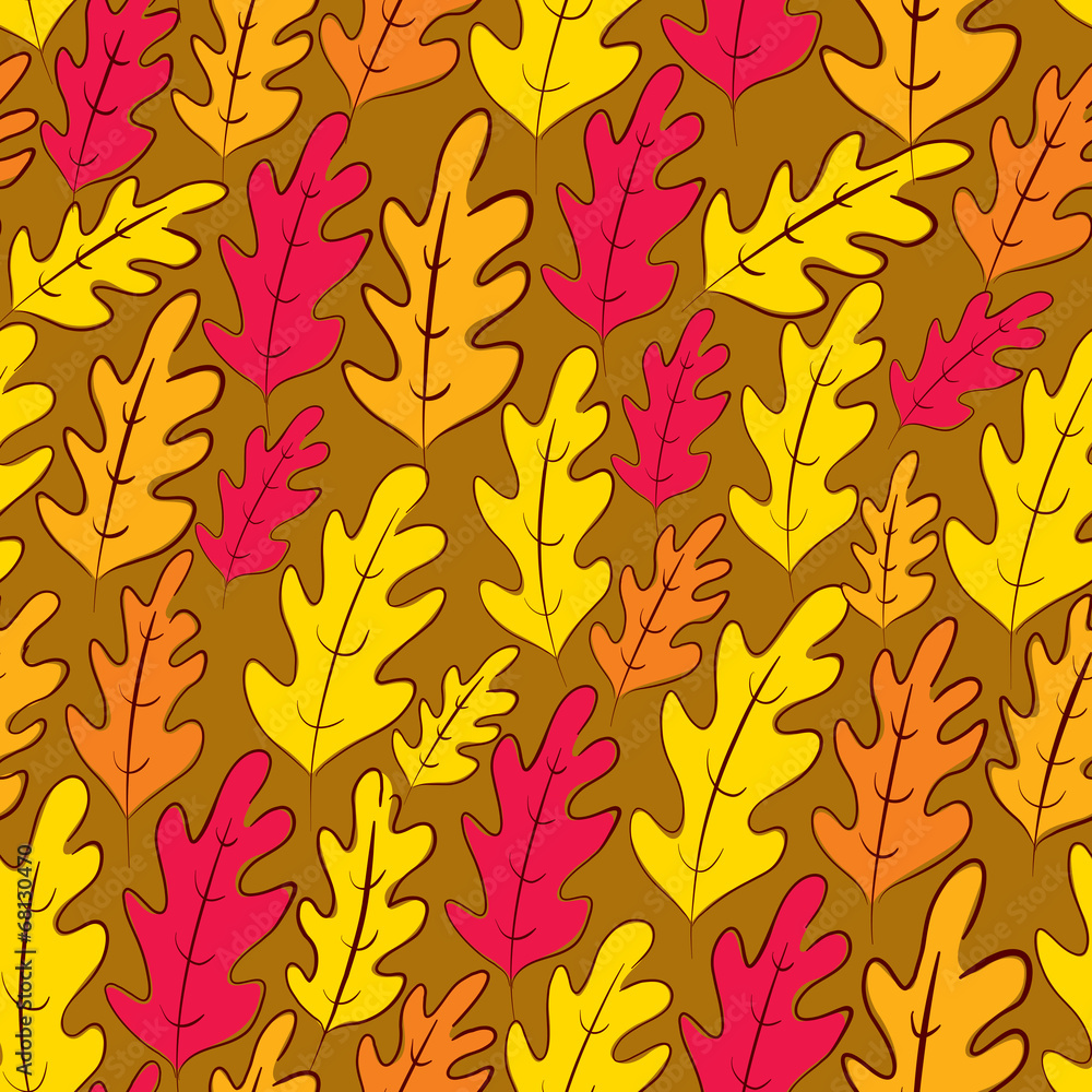 Fall oak leaves seamless pattern, vector background. Fall oak leaves seamless pattern, vector background.
