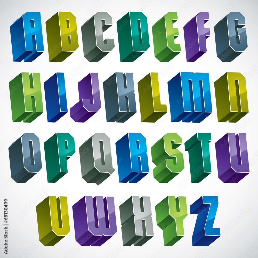 3d colorful letters geometric alphabet. 3d colorful letters geometric alphabet.