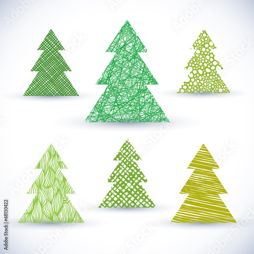 Christmass tree vector set.