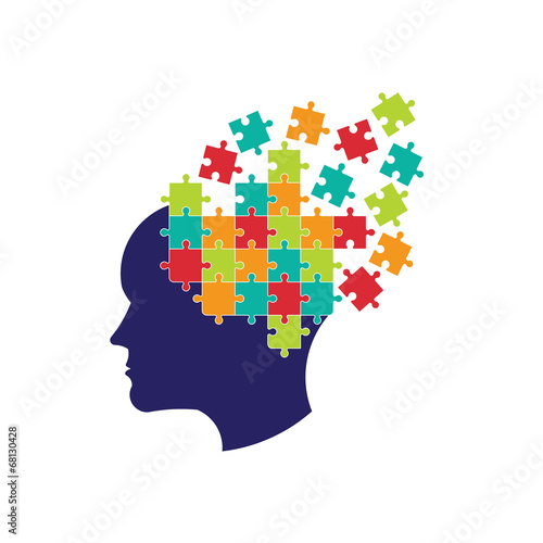 Concept of thought to solve brain Logo