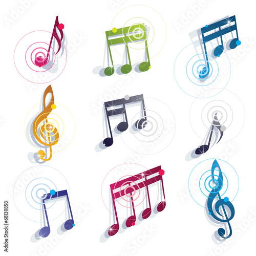 Musical notes icons set.