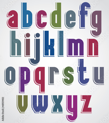 Retro font  bold condensed letters typeface  set